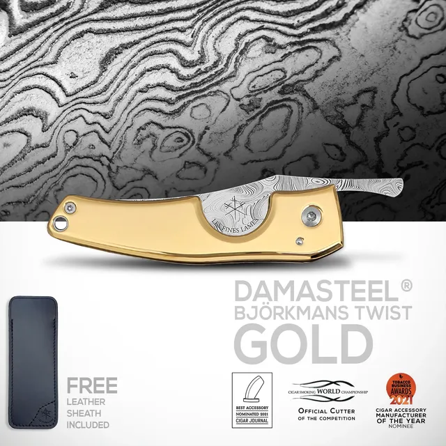 les-fines-lames-le-petit-zigarrenmesser-damasteel-gold image 1