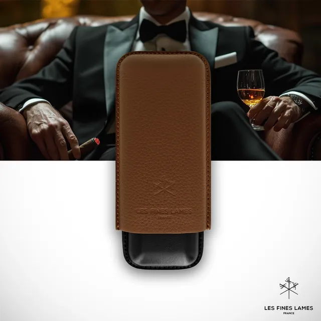 les-fines-lames-cigar-case-duo-zigarrenetui-braun-f-r-2-zigarren image 1