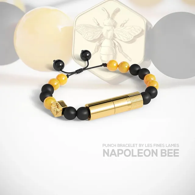 les-fines-lames-punch-bracelet-zigarren-punch-armband-napoleon-bee-onyx image 1