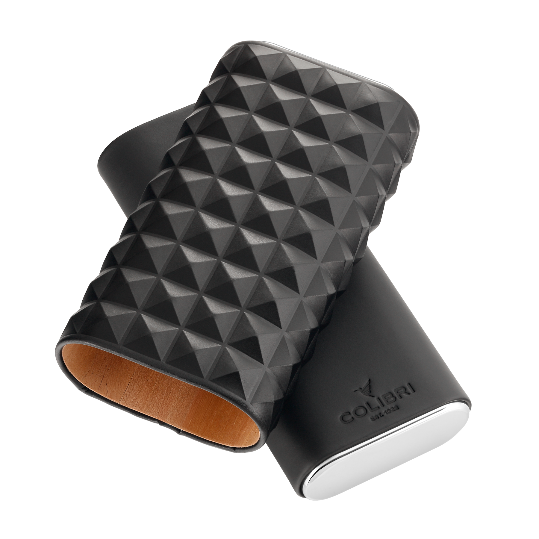 colibri-quasar-zigarrenetui-schwarz-leder-3er-60er-ring image 2