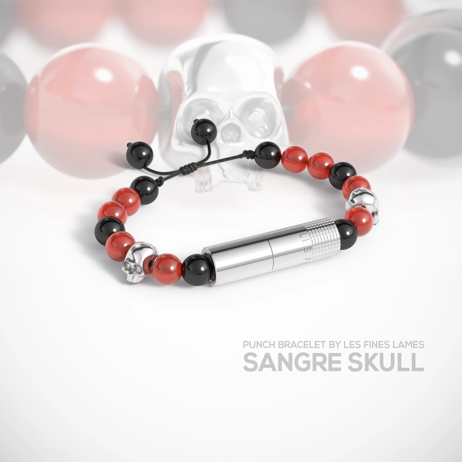 les-fines-lames-punch-bracelet-zigarren-punch-armband-sangre-skull-schwarz-rot image 1