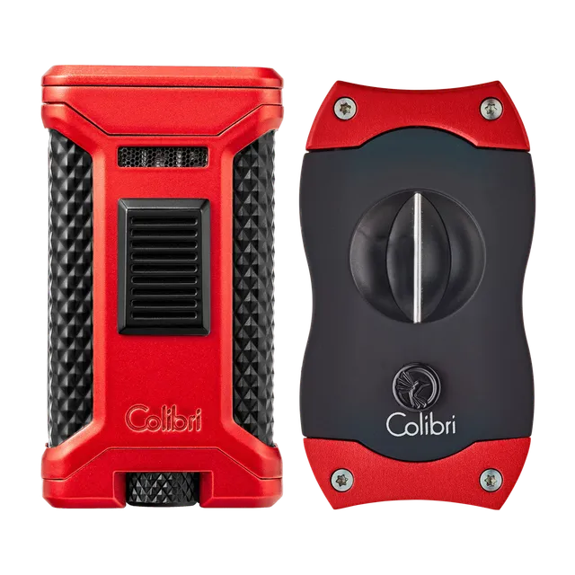 colibri-ascari-zigarrenfeuerzeug-v-cut-set-schwarz-3-flammig image 1