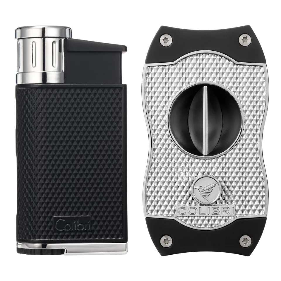 colibri-evo-zigarren-feuerzeug-set-schwarz-diamond-v-cut image 1