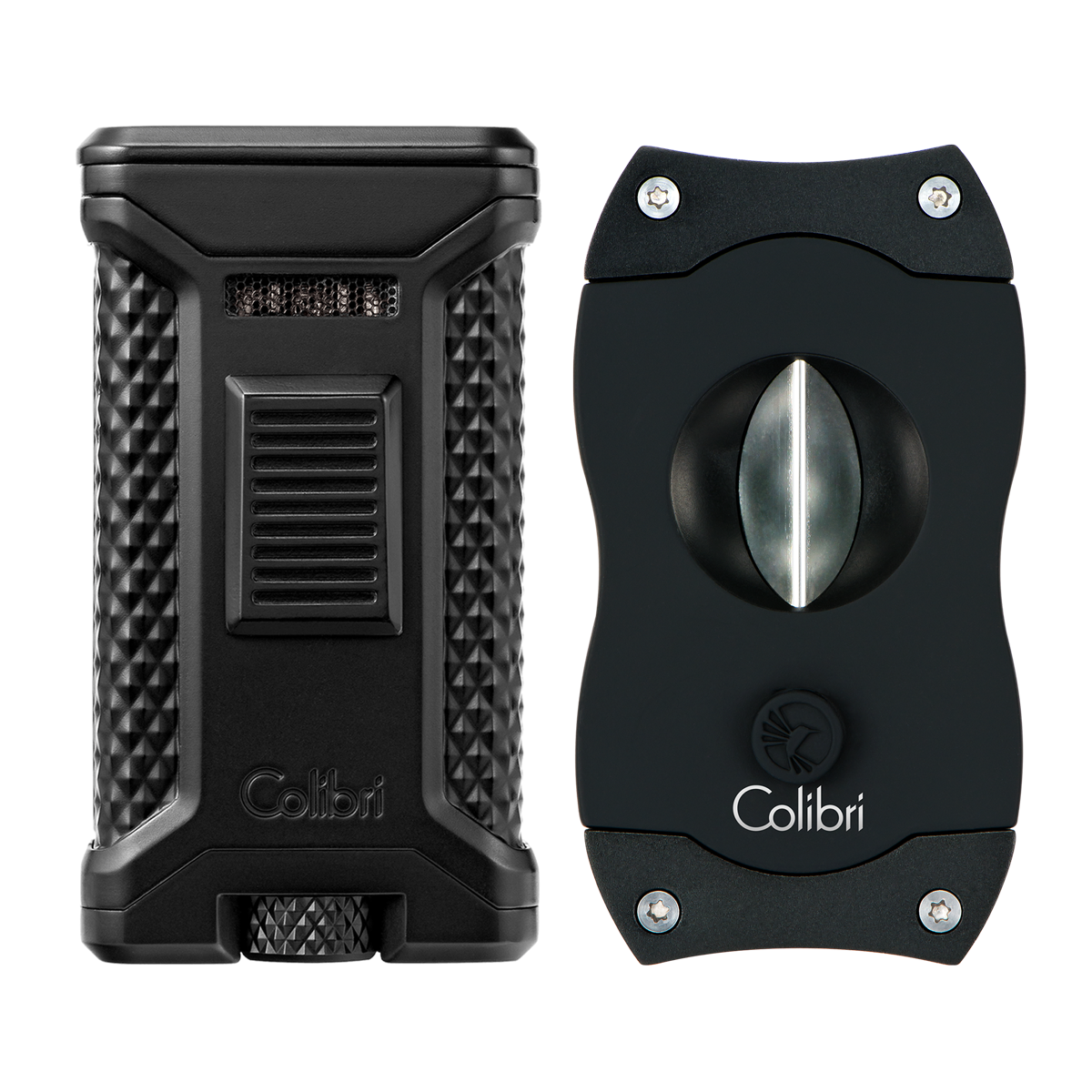 colibri-ascari-zigarrenfeuerzeug-v-cut-set-schwarz-3-flammig image 2