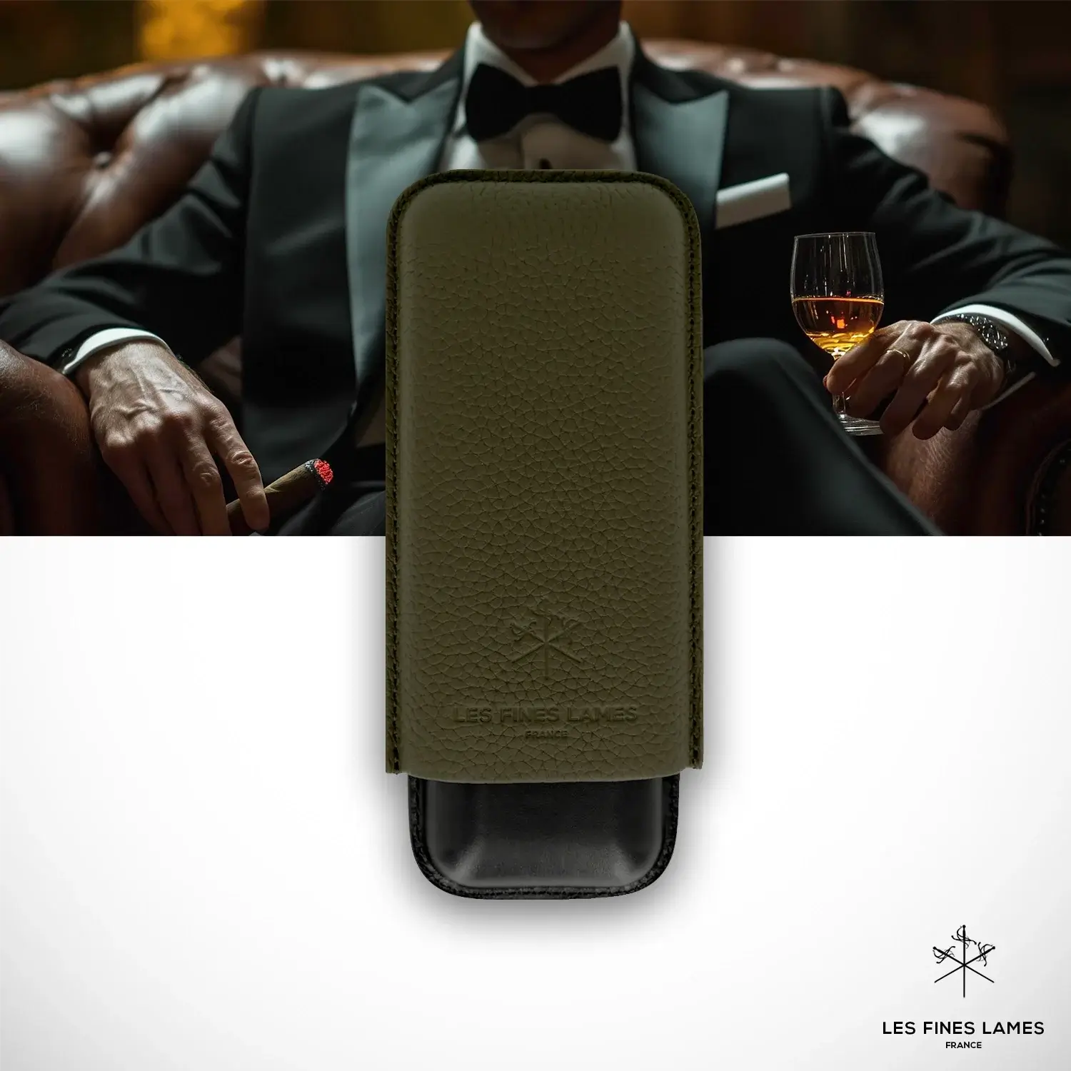 les-fines-lames-cigar-case-duo-zigarrenetui-gr-n-leder image 1