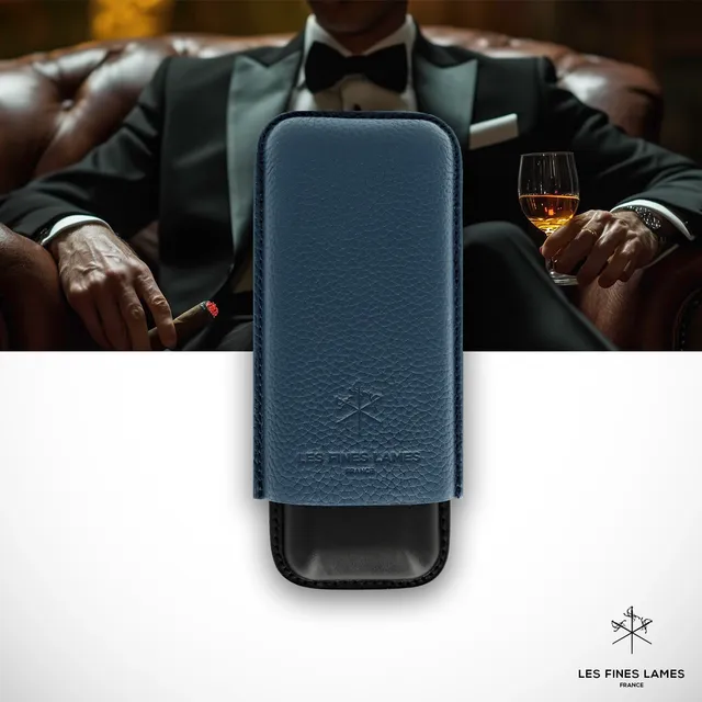 les-fines-lames-cigar-case-duo-zigarrenetui-leder-blau-2er image 1