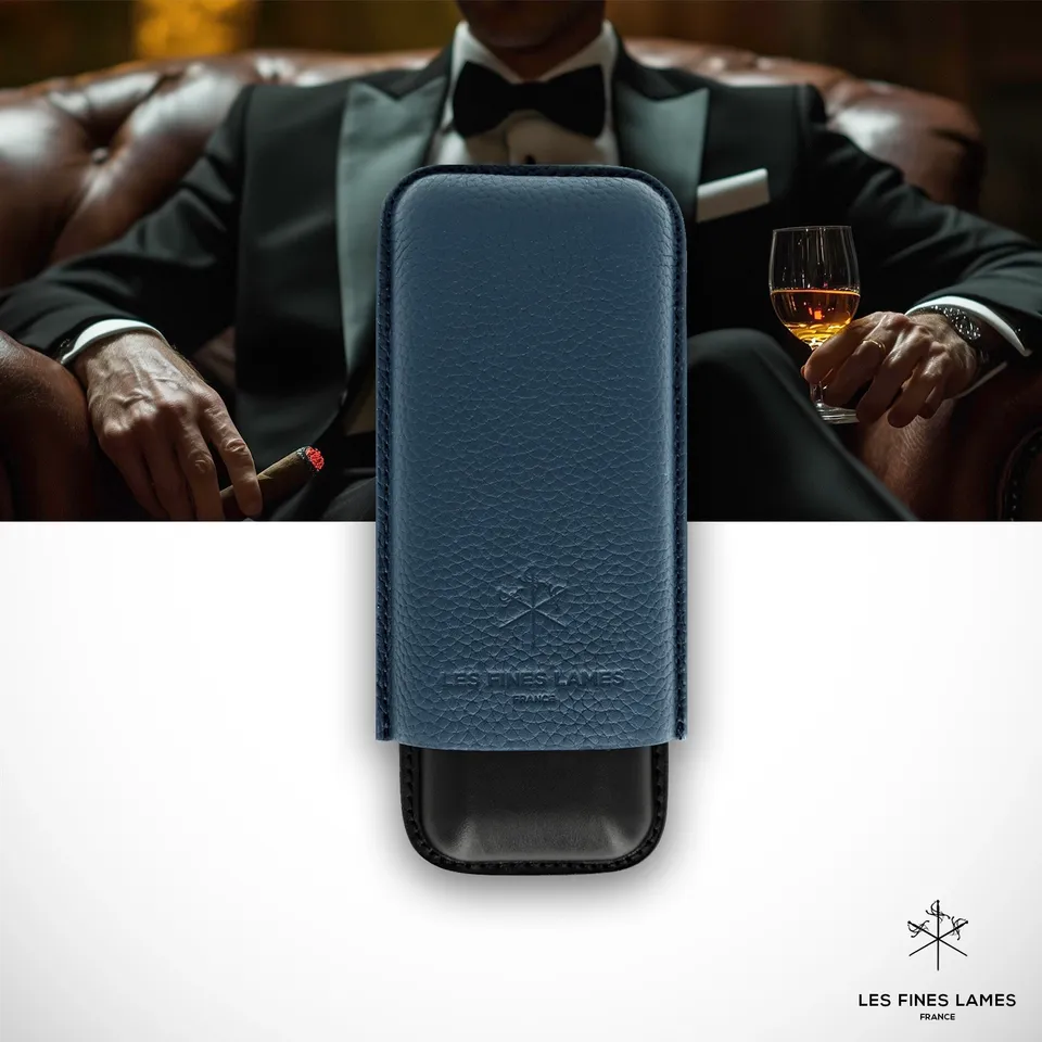 les-fines-lames-cigar-case-duo-zigarrenetui-leder-blau-2er image 1