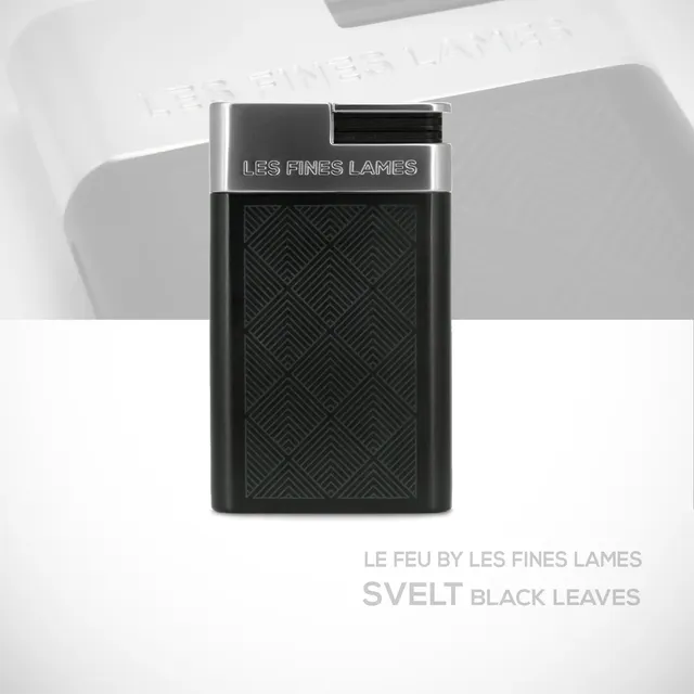 les-fines-lames-le-feu-svelt-feuerzeug-black-leaves-schwarz image 1