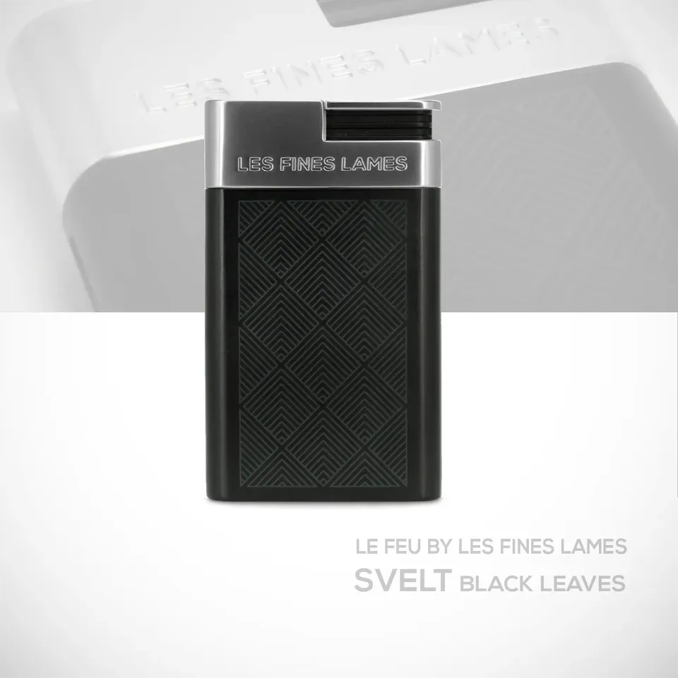 les-fines-lames-le-feu-svelt-feuerzeug-black-leaves-schwarz image 1