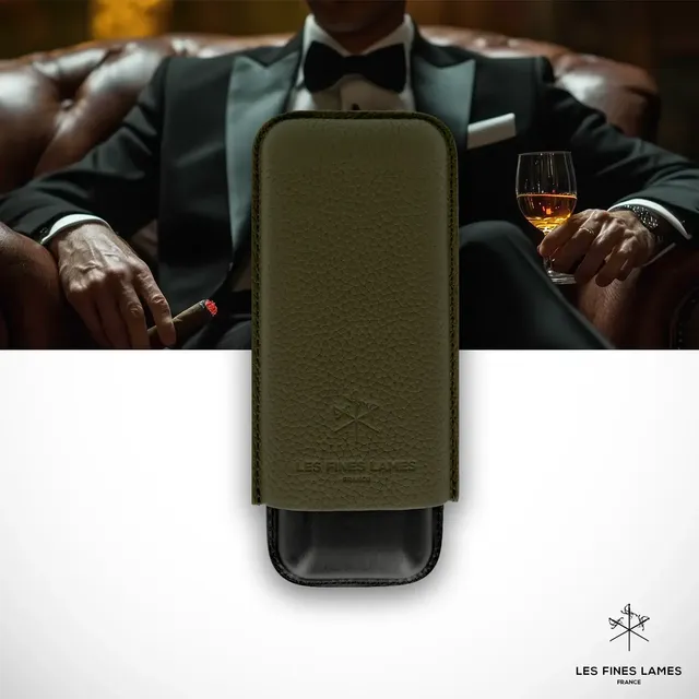 les-fines-lames-cigar-case-duo-zigarrenetui-gr-n-leder image 1