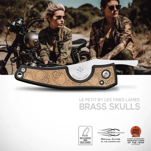 les-fines-lames-le-petit-brass-skulls-zigarrenschneider-messing image 1