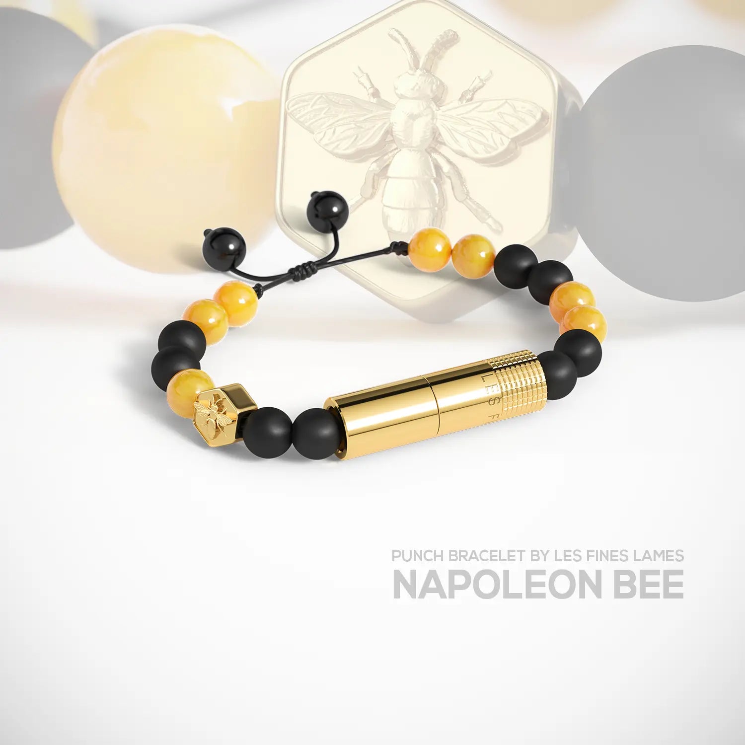 les-fines-lames-punch-bracelet-zigarren-punch-armband-napoleon-bee-onyx image 1