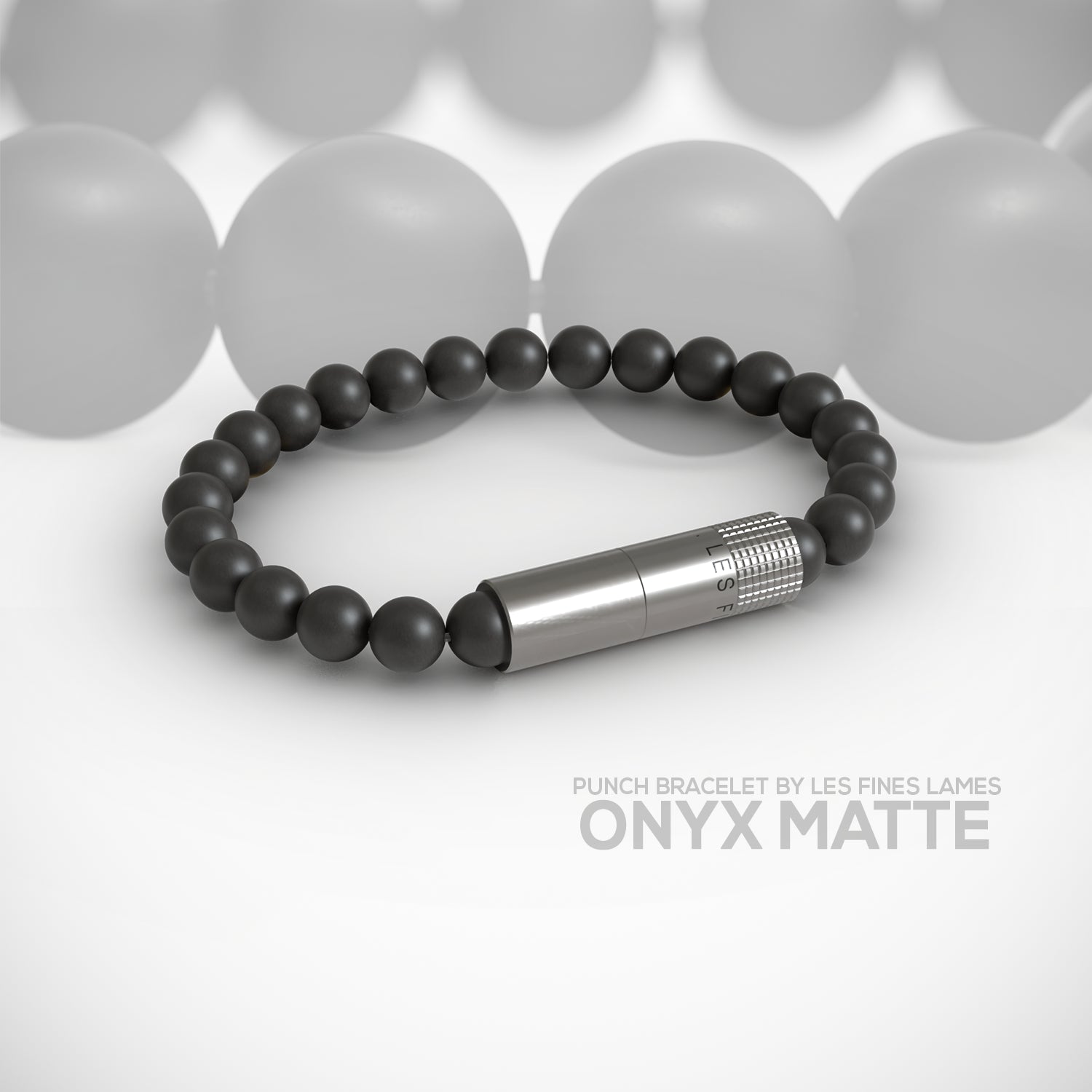les-fines-lames-punch-bracelet-zigarrenbohrer-onyx-matt-elastic image 1