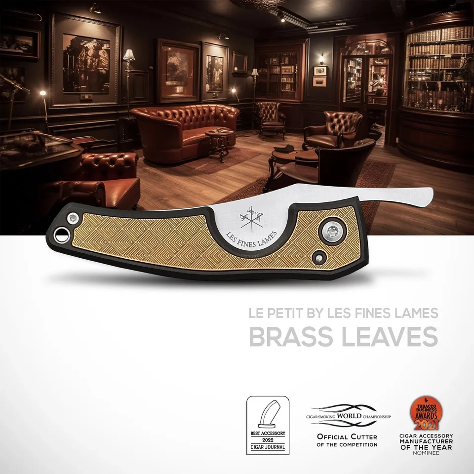 les-fines-lames-le-petit-zigarrenmesser-brass-leaves-classic image 1