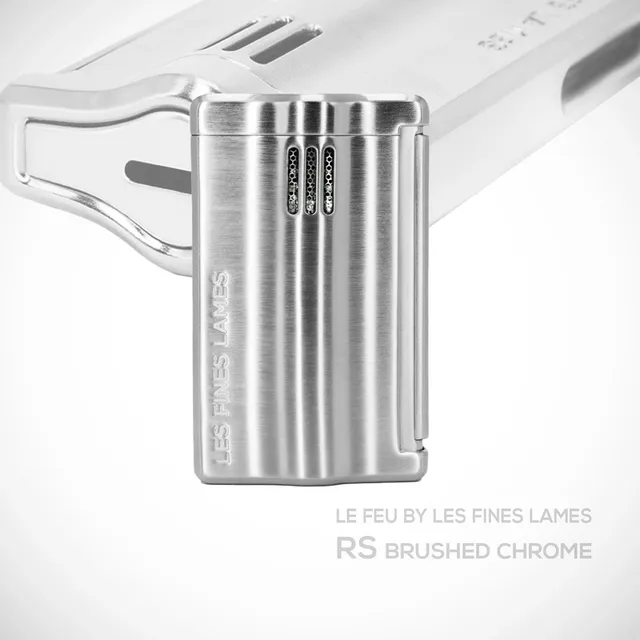 les-fines-lames-le-feu-rs-zigarrenfeuerzeug-brushed-chrome-flachflamme image 1