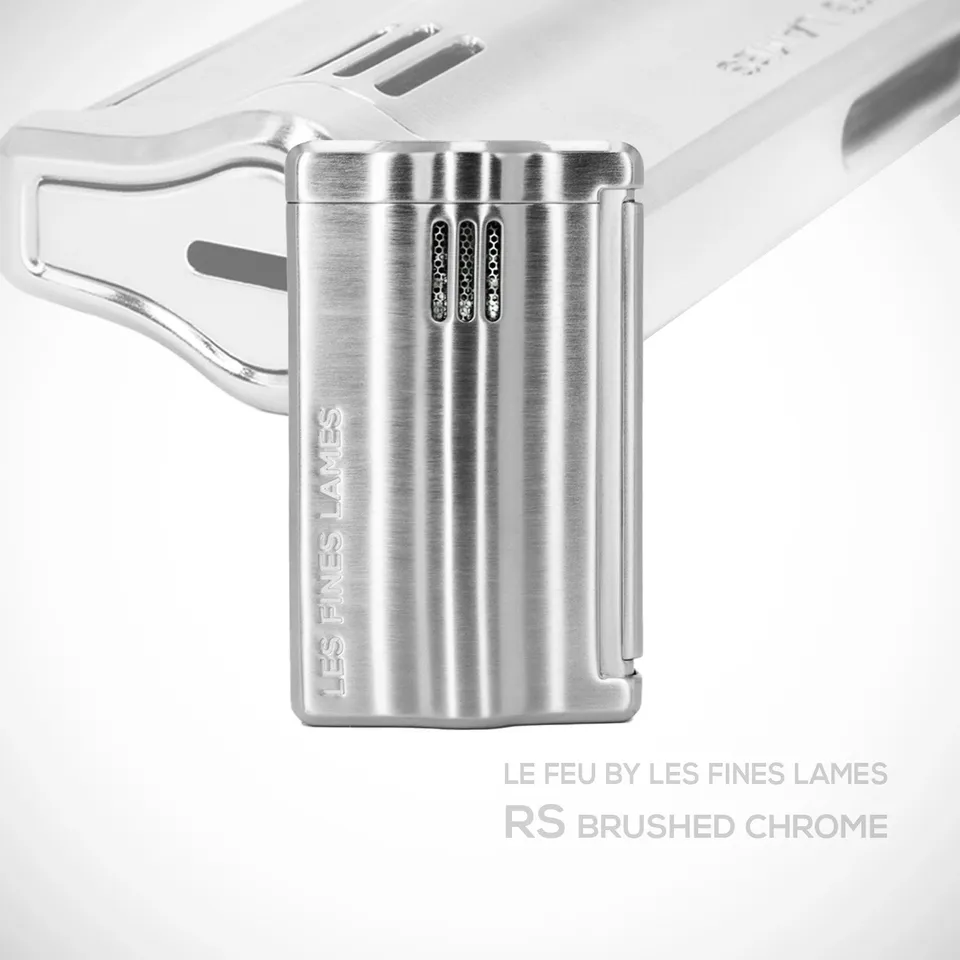 les-fines-lames-le-feu-rs-zigarrenfeuerzeug-brushed-chrome-flachflamme image 1