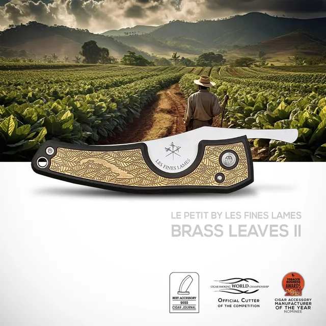 les-fines-lames-le-petit-zigarrenmesser-brass-leaves-ii image 1
