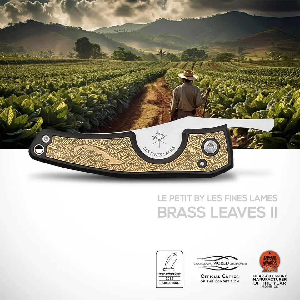 les-fines-lames-le-petit-zigarrenmesser-brass-leaves-ii image 1