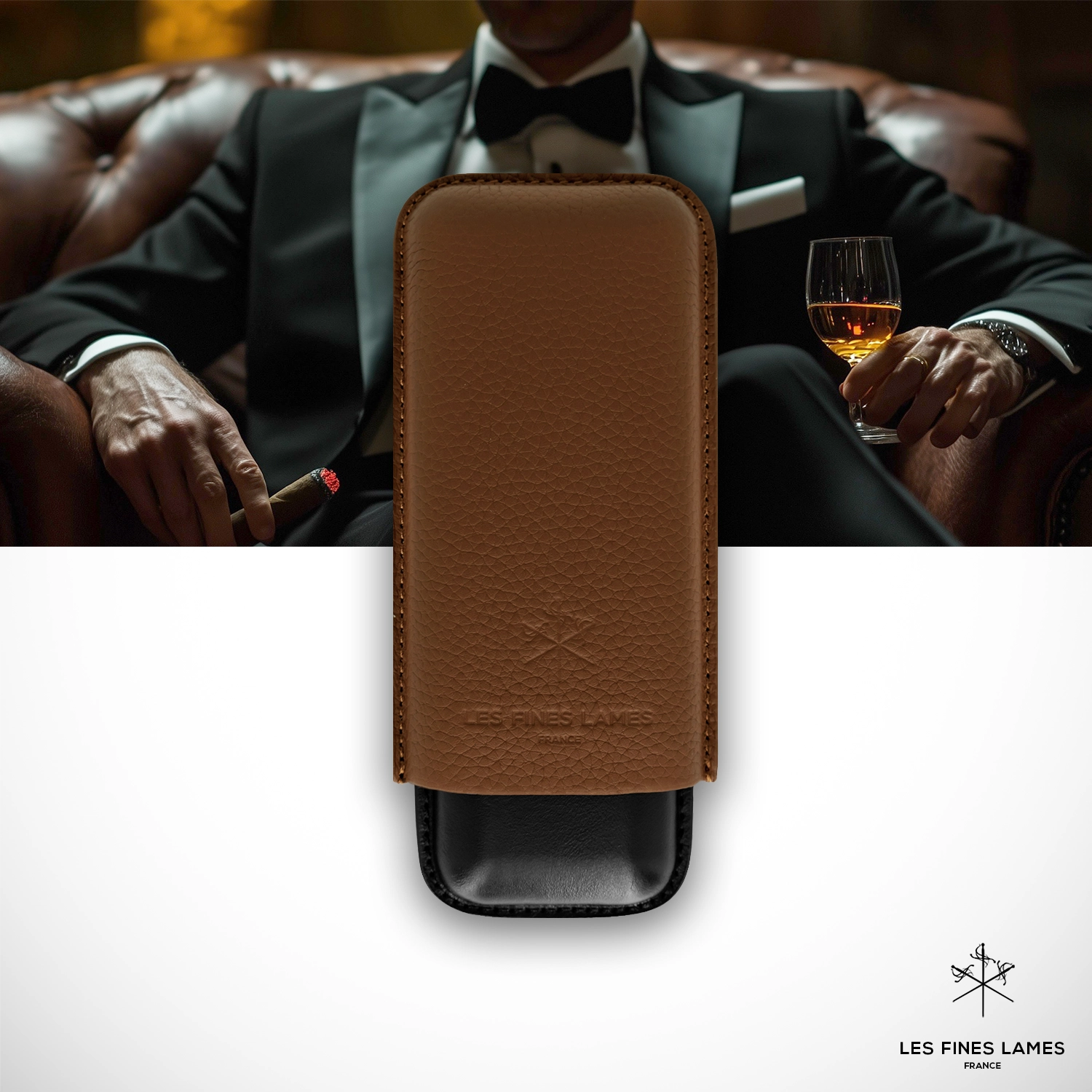 les-fines-lames-cigar-case-duo-zigarrenetui-braun-f-r-2-zigarren image 1