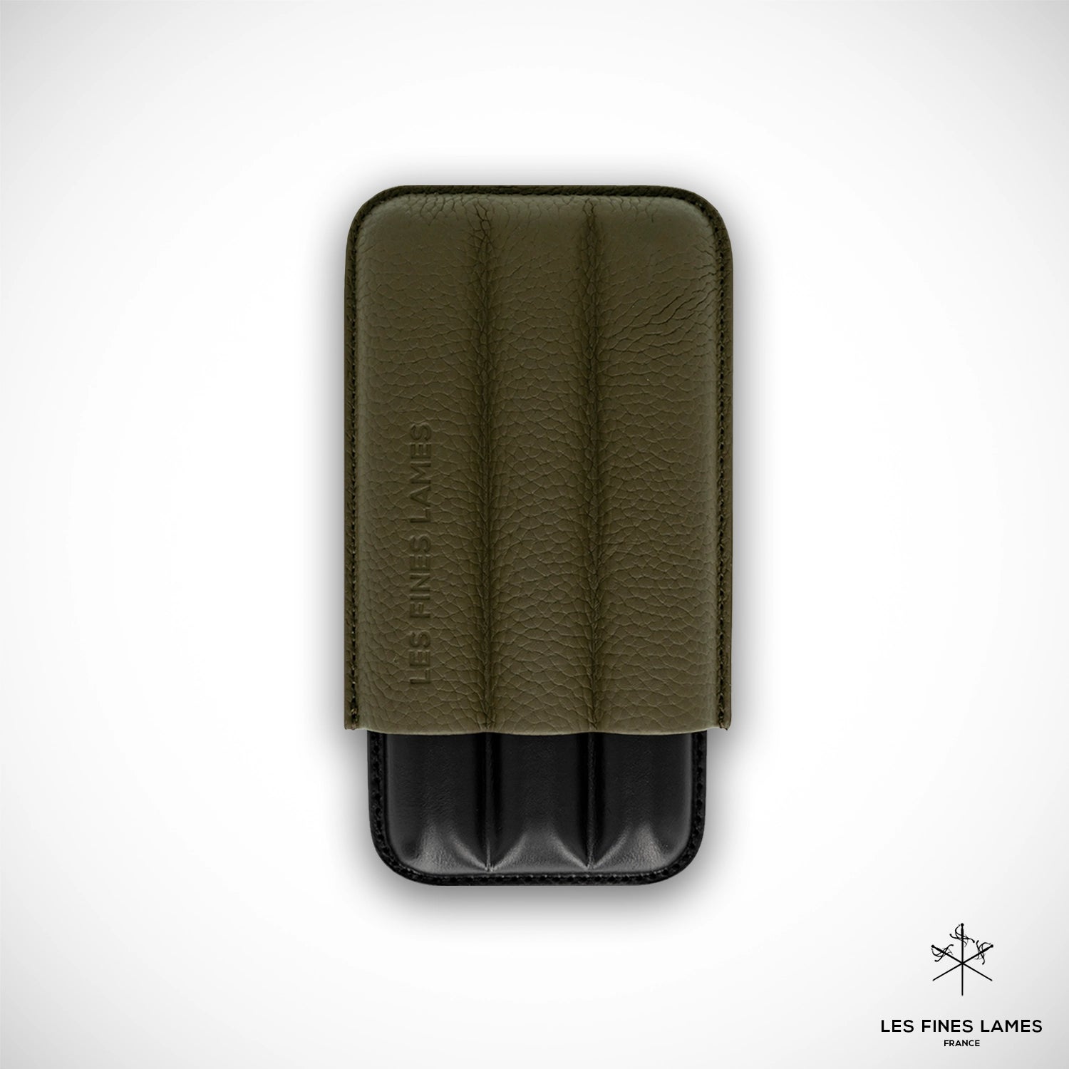 les-fines-lames-cigar-case-trio-zigarrenetui-od-green-3er-leder image 2