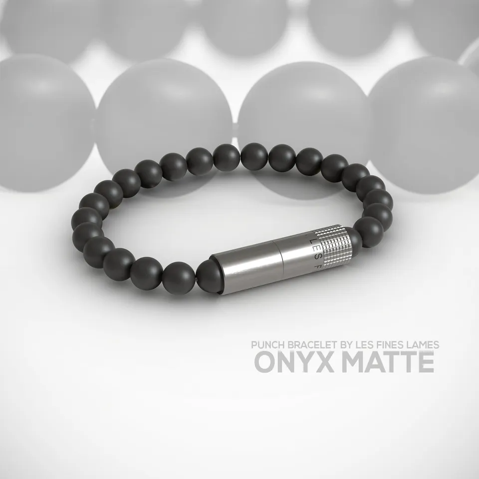 les-fines-lames-punch-bracelet-zigarrenbohrer-onyx-matt-elastic image 1