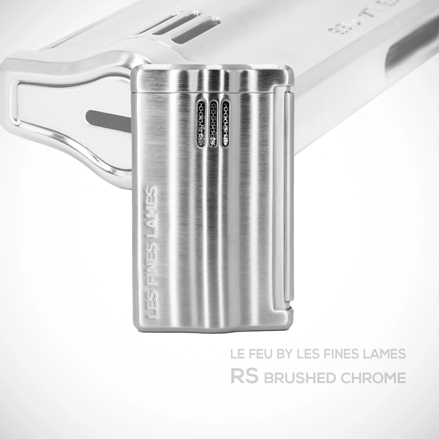 les-fines-lames-le-feu-rs-zigarrenfeuerzeug-brushed-chrome-flachflamme image 1