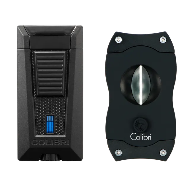 colibri-stealth-zigarrenfeuerzeug-set-schwarz-mit-v-cut image 1