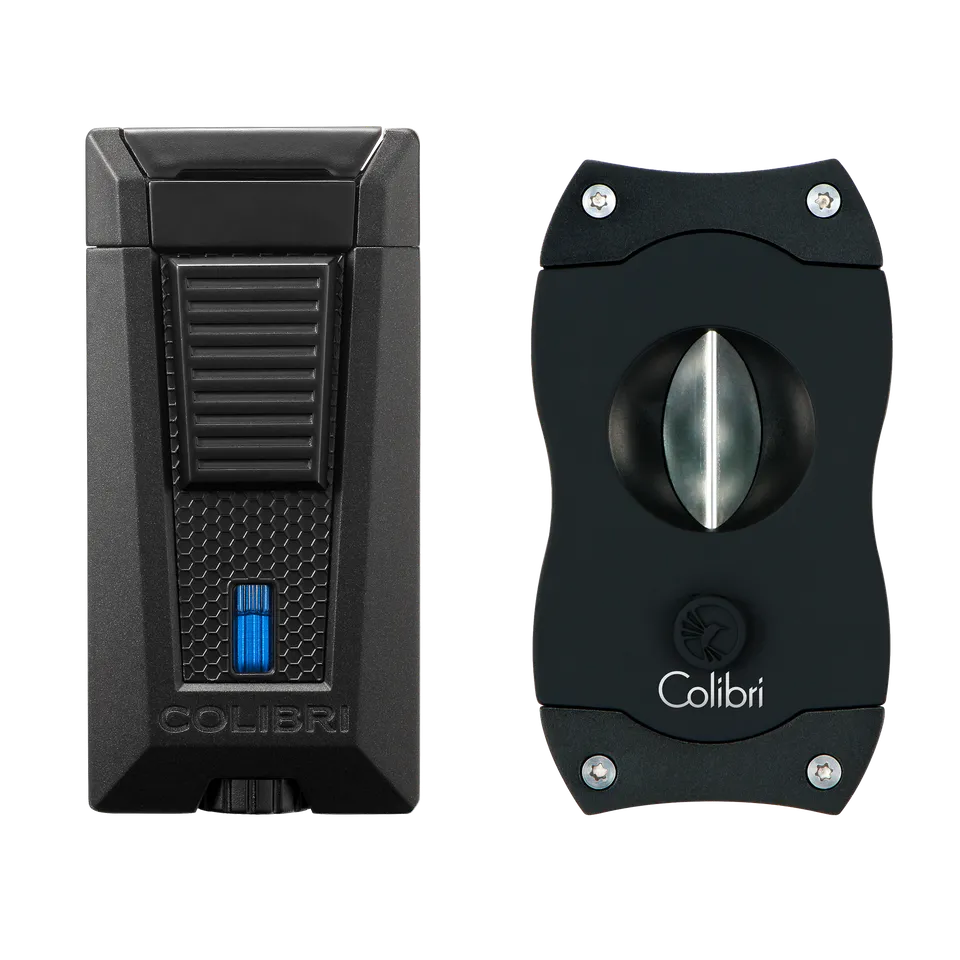 colibri-stealth-zigarrenfeuerzeug-set-schwarz-mit-v-cut image 1