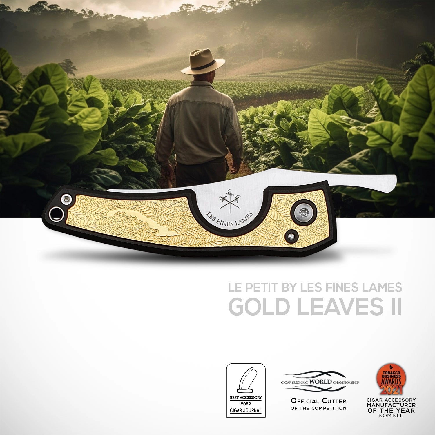 les-fines-lames-le-petit-gold-leaves-ii-zigarrenmesser-vergoldet image 1