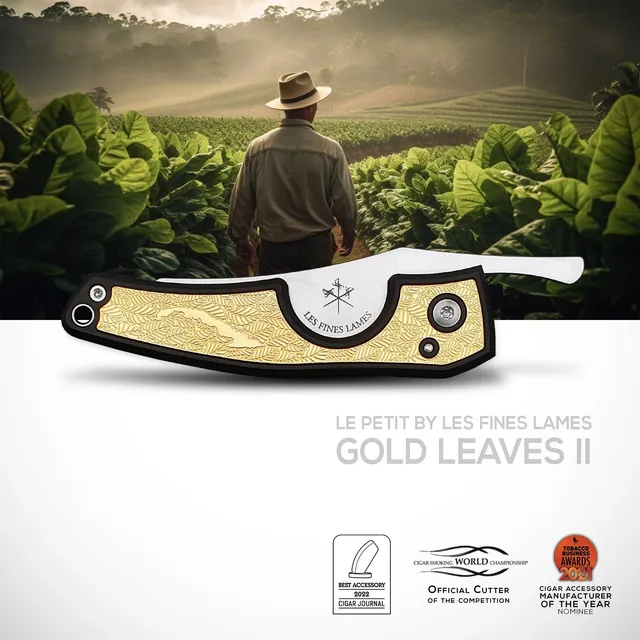 les-fines-lames-le-petit-gold-leaves-ii-zigarrenmesser-vergoldet image 1
