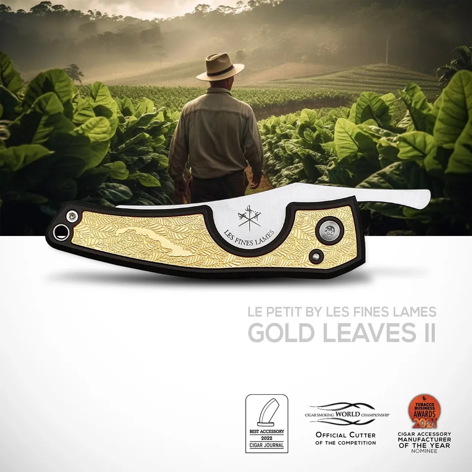les-fines-lames-le-petit-gold-leaves-ii-zigarrenmesser-vergoldet image 1