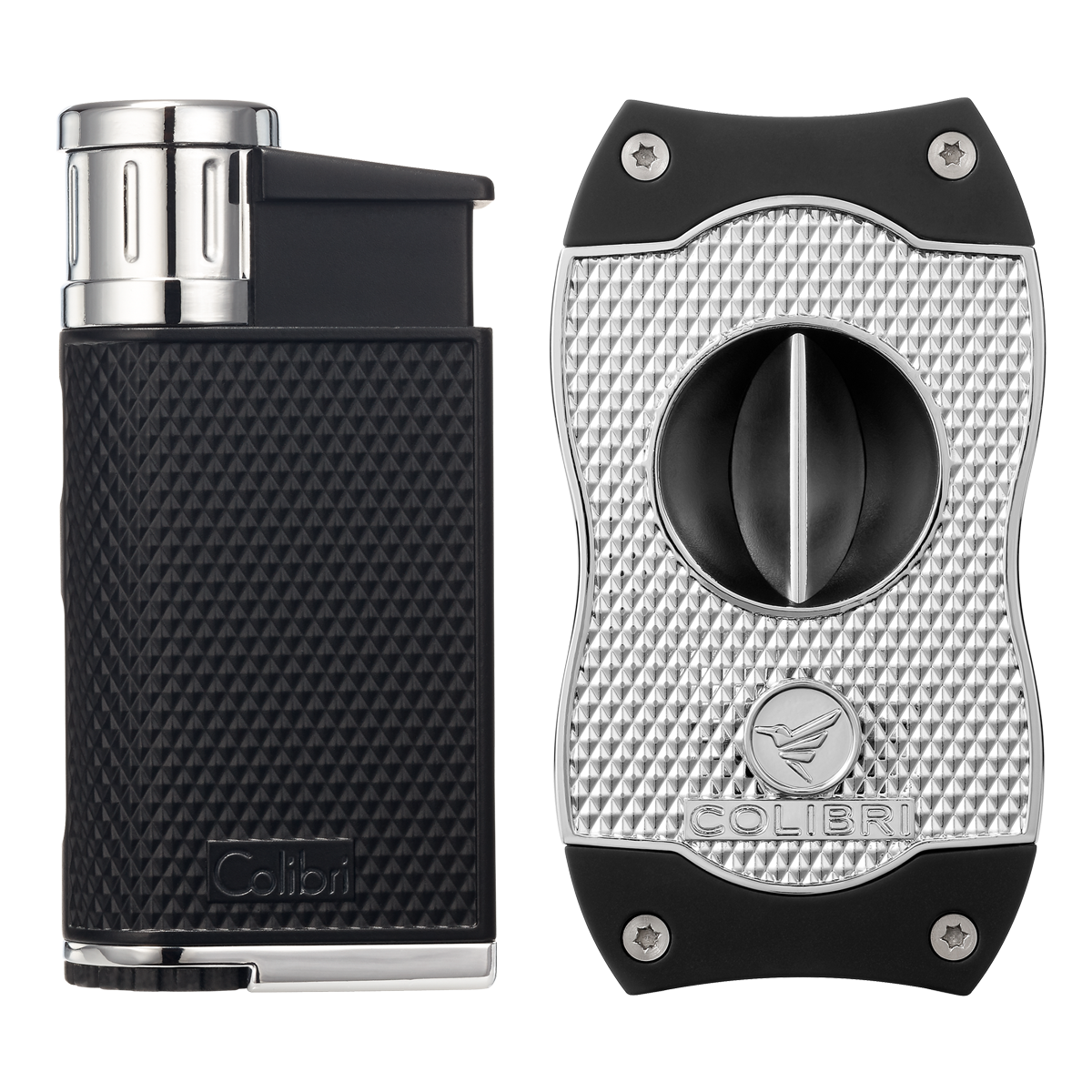 colibri-evo-zigarren-feuerzeug-set-schwarz-diamond-v-cut image 1