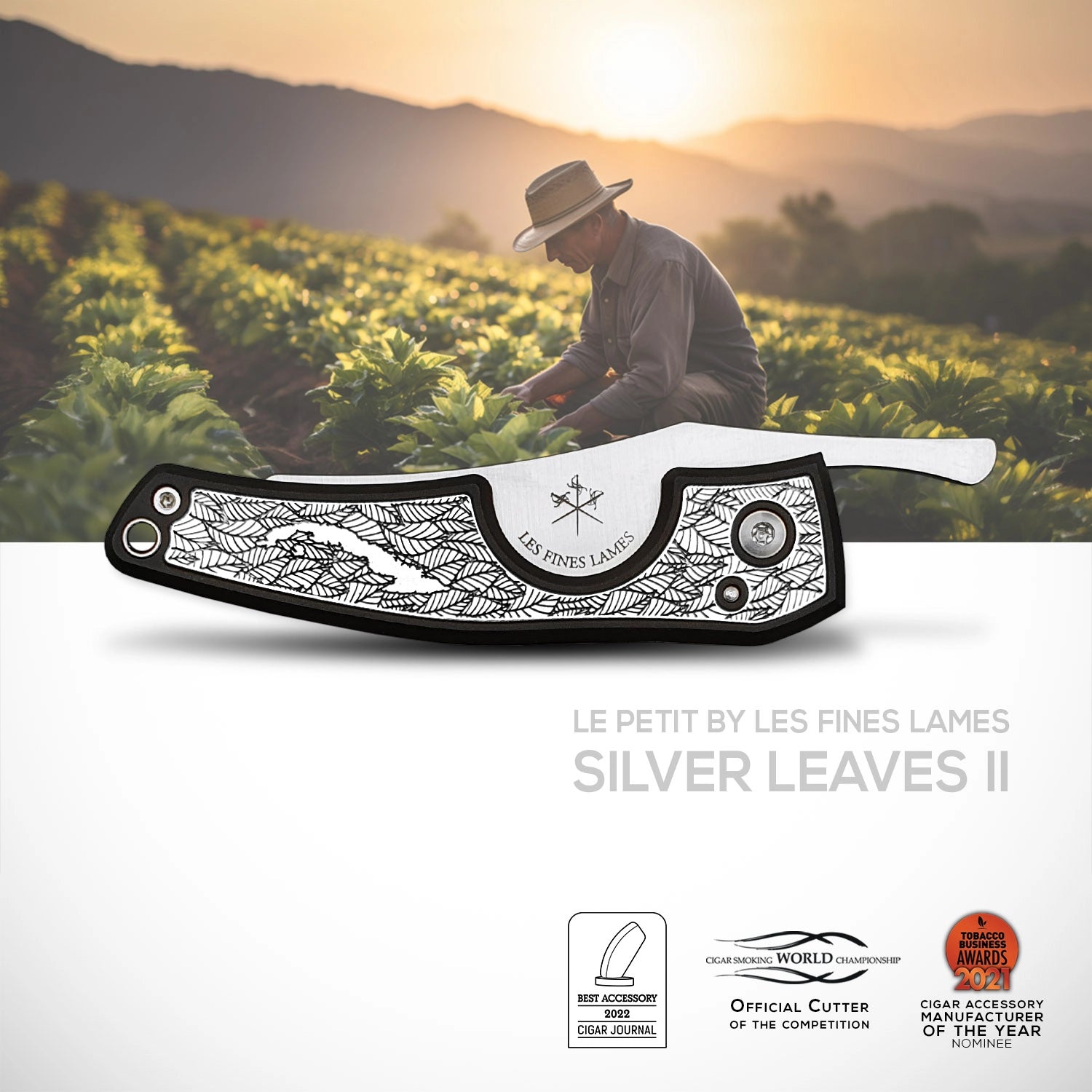 les-fines-lames-le-petit-silver-leaves-ii-zigarrenmesser-edelstahl image 1